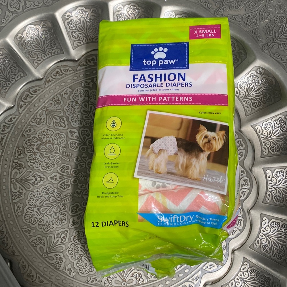 ☀️5/$20 Top Paw fashion Diapers-size XS